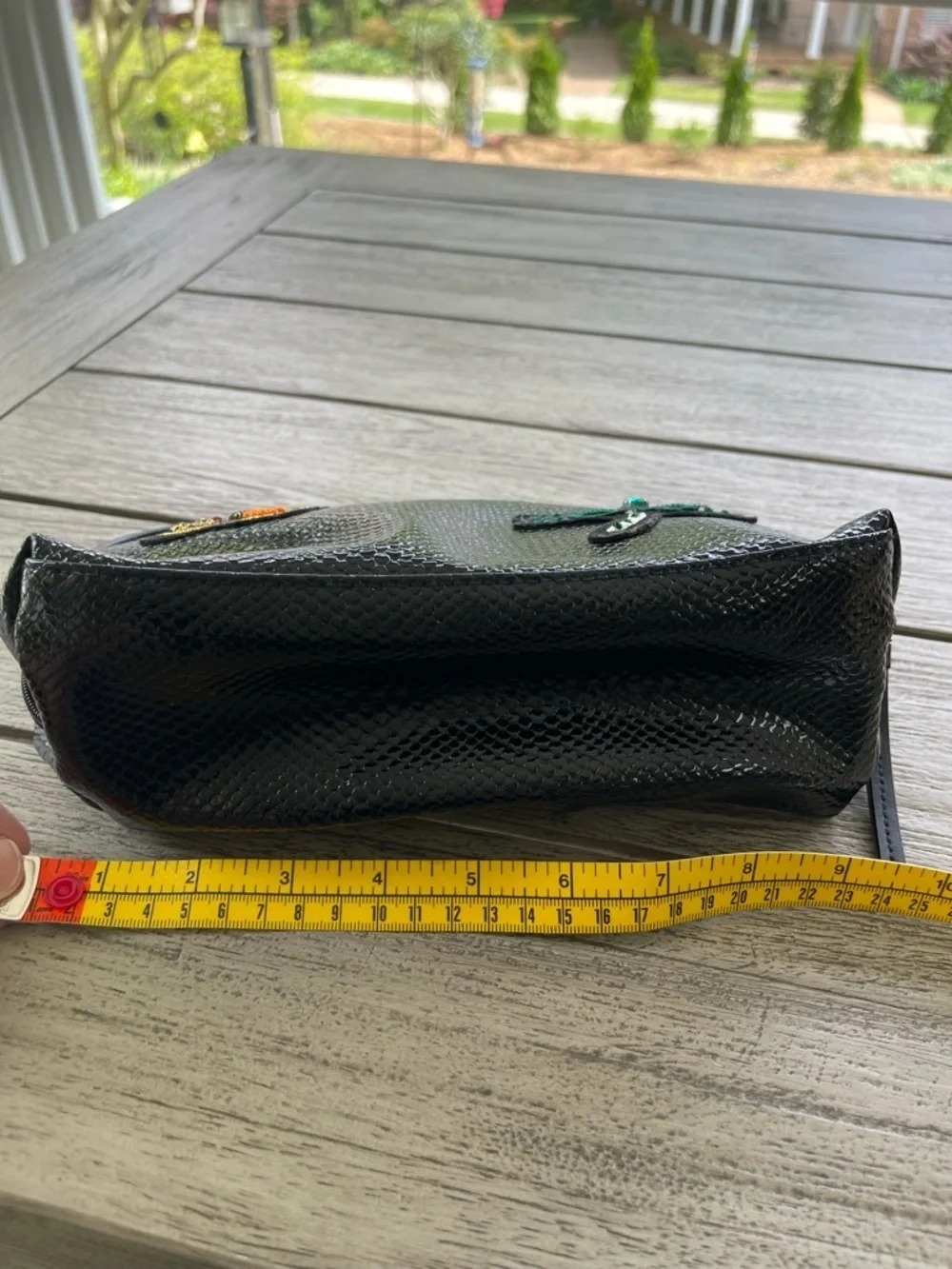 Victoria's Secret Black Textured Cosmetic Pouch with Insect Embellishments